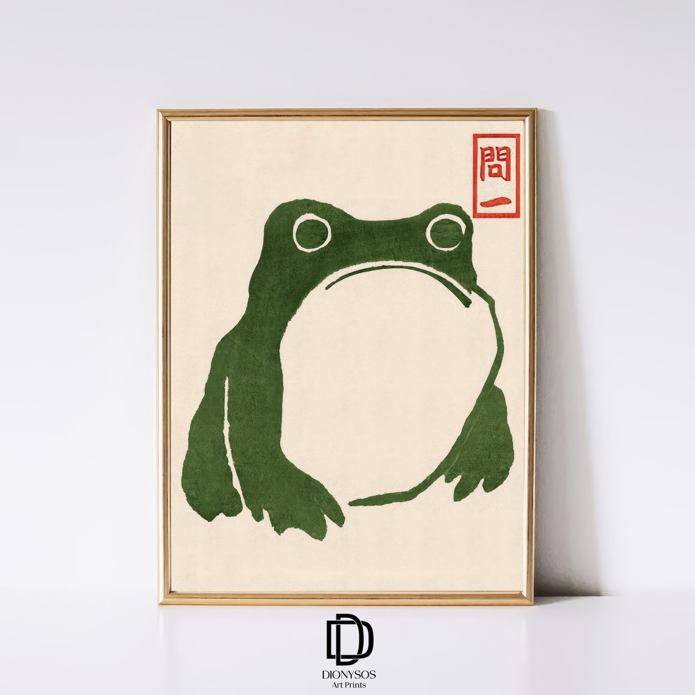 Japanese Matsumoto Hoji Frog Print, Vintage Frog Woodblock Poster, Ukiyo-e Frog Print, Japanese Frog Printable Wall Art, Digital Download.jpg