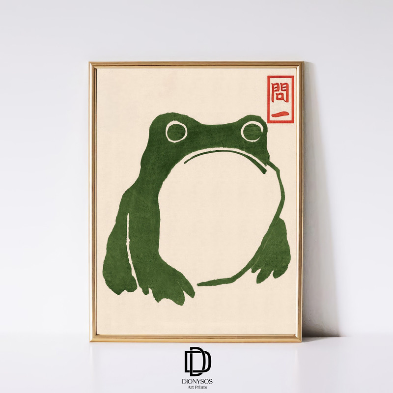 Japanese Matsumoto Hoji Frog Print, Vintage Frog Woodblock Poster, Ukiyo-e Frog Print, Japanese Frog Printable Wall Art, Digital Download.jpg