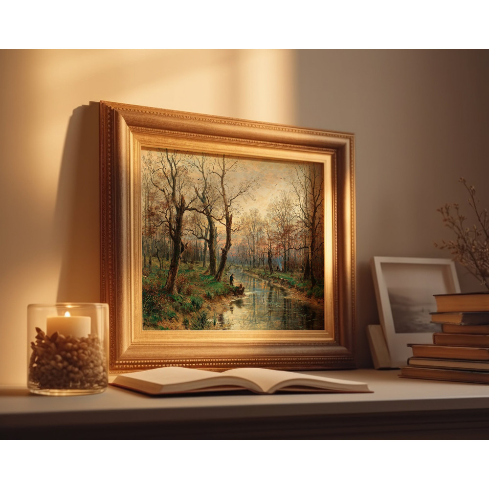 Vintage Fall Landscape Oil Painting, Artful Autumn Printable Wall Art, Rustic Farmhouse Wall Decor, Antique Autumn Oil Painting Art Print.jpg