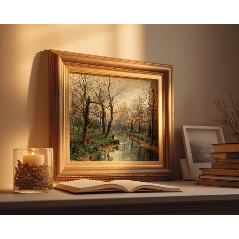 Vintage Fall Landscape Oil Painting, Artful Autumn Printable Wall Art, Rustic Farmhouse Wall Decor, Antique Autumn Oil Painting Art Print.jpg