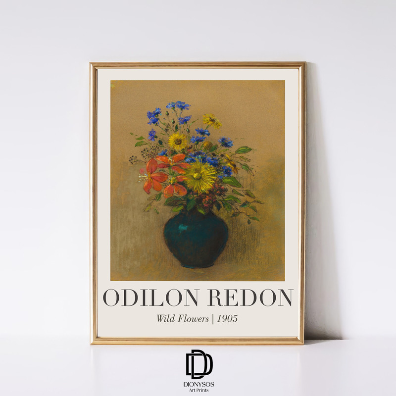 Odilon Redon Wild Flowers Art Print, Vintage Flower Oil Painting, Odilon Redon Exhibition Poster, Botanical Flower Decor, Digital Download.jpg