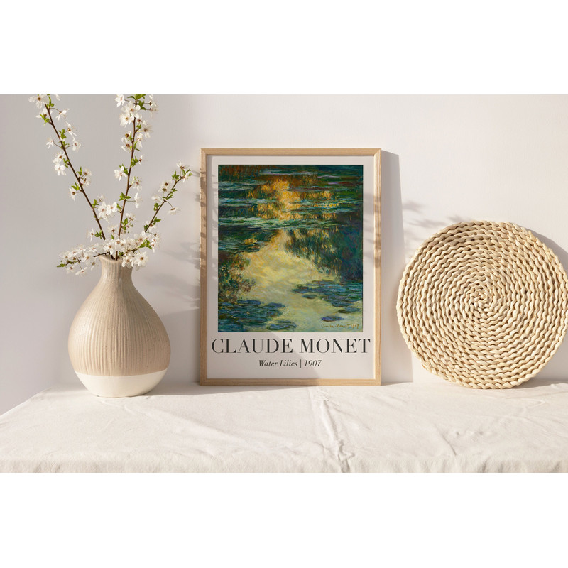 Artful Claude Monet Water Lilies Print, Artful Monet Print, Vintage Monet Wall Art, Monet Digital Artprint, Vintage Monet Exhibition Poster.jpg