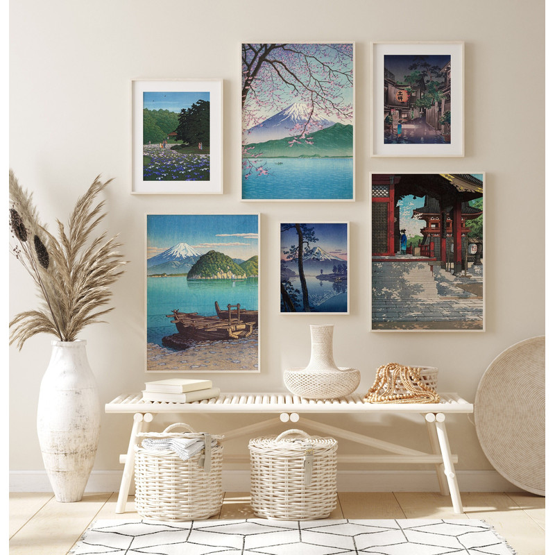 Japanese Landscape Set of 6 Printable Wall Art, Traditional Japanese Exibition Poster, Kawase Hasui Art Print, Ukiyo-e, Japanese Home Decor.jpg