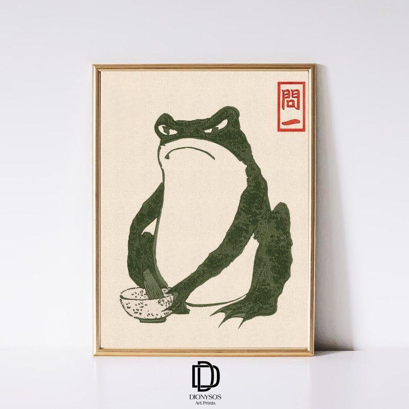 Japanese Matsumoto Hoji Frog Print, Vintage Frog Woodblock Poster, Ukiyo-e Frog Print, Japanese Frog Printable Wall Art, Digital Download-1.jpg