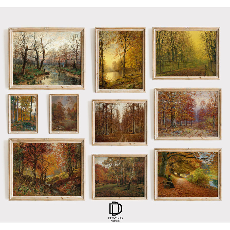 Vintage Fall Gallery Wall Prints SET of 10, Artful Autumn Landscape Paintings, Rustic Fall Farmhouse Wall Decor, Vintage Autumn Gallery Art.jpg