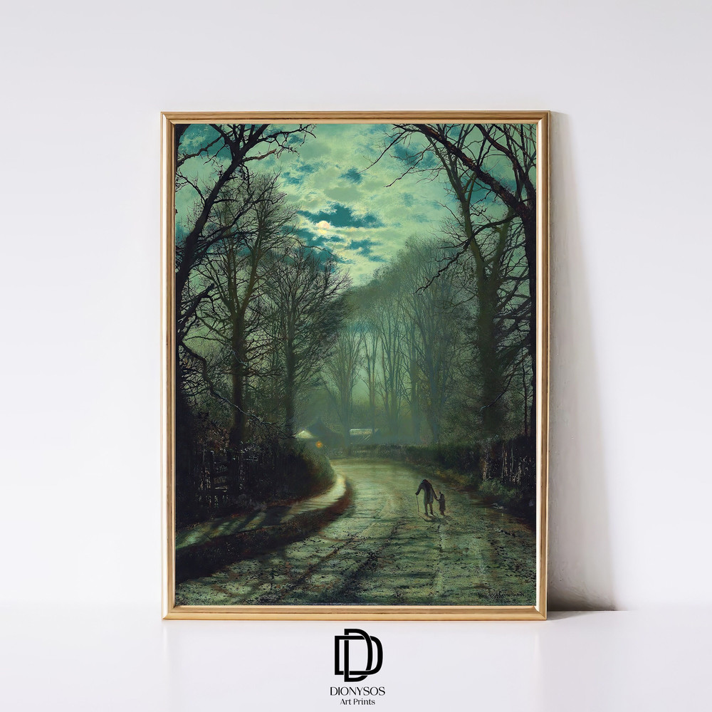 Vintage Halloween Landscape Art Print, Artful Halloween Print, Printable Vintage Halloween Poster, Moody Autumn Landscape Painting Wall Art.jpg