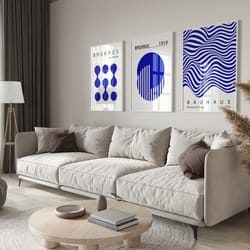 red bauhaus geometric poster set of 6, bauhaus retro wall art, bauhaus exhibition print, modern mid century printable ar