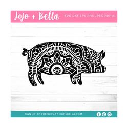 mandala pig svg - zentangle svg - mandala svg - pig svg file - mandala pig clipart - mandala decal, mandala farm animals