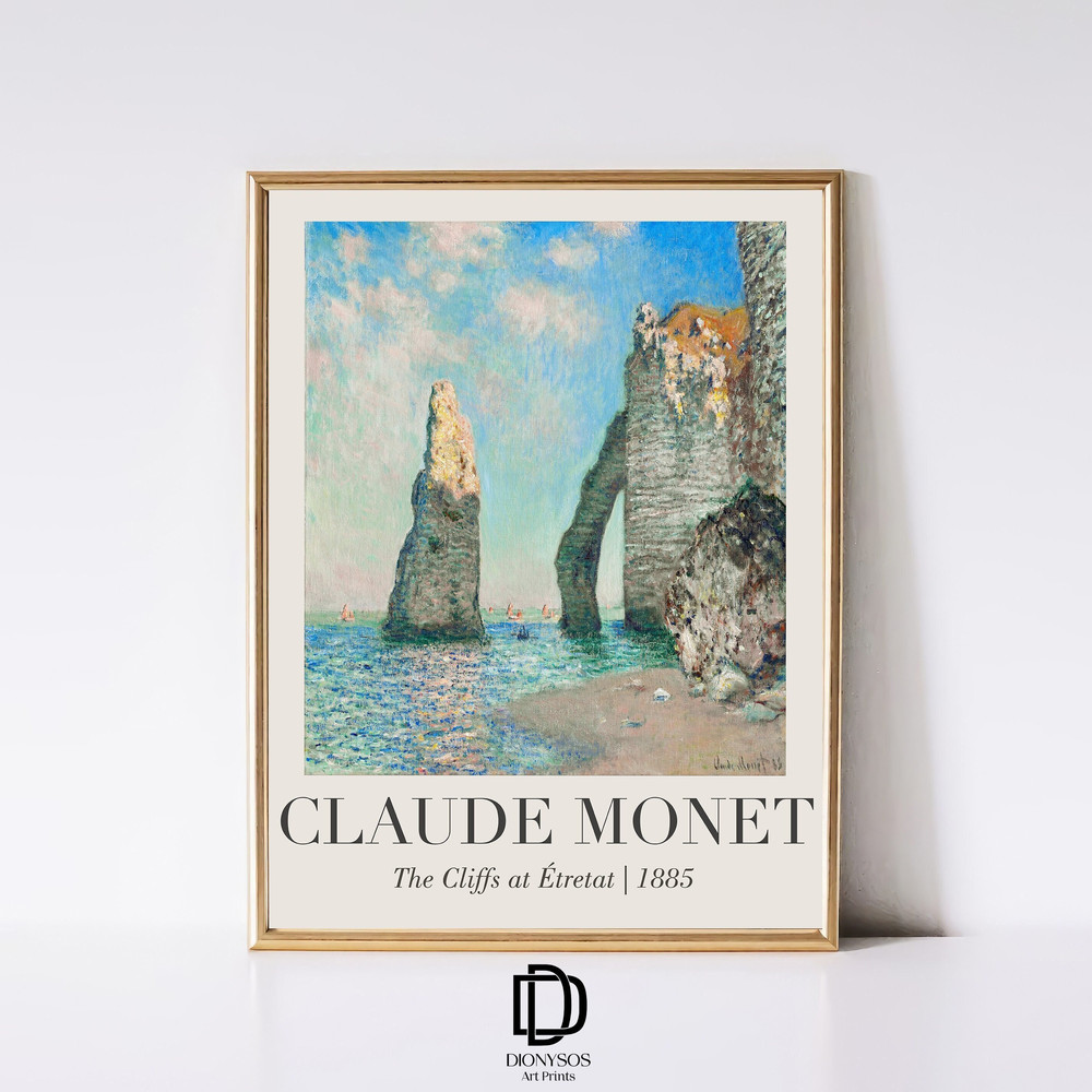 Claude Monet Art Print Cliffs at Etretat, Artful Coastal Beach Wall Art, Vintage Monet Seascape Painting, Monet Art Poster, Digital Download.jpg
