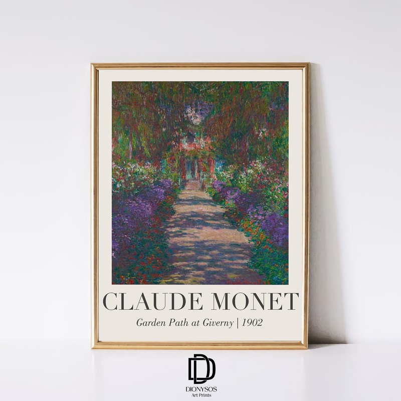 Claude Monet Garden Path at Giverny Print, Botanical Garden Landscape Wall Art, Vintage Monet Art, Monet Exhibition Poster, Digital Download.jpg