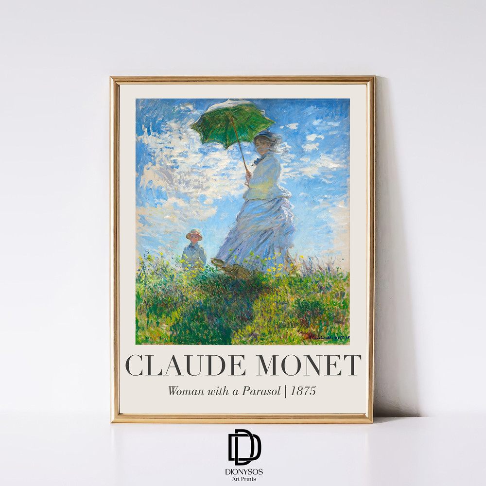 Claude Monet Woman with a Parasol Print, Impressionist Landscape Wall Art, Vintage Monet Painting, Monet Exhibition Poster, Digital Download.jpg
