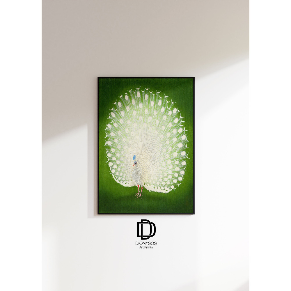 Ohara Koson White Peacock Printable Art, Japanese Bird Woodblock Art, Ukiyo-e, Japanese Home Decor, Vintage Peacock Poster, Digital Download.jpg