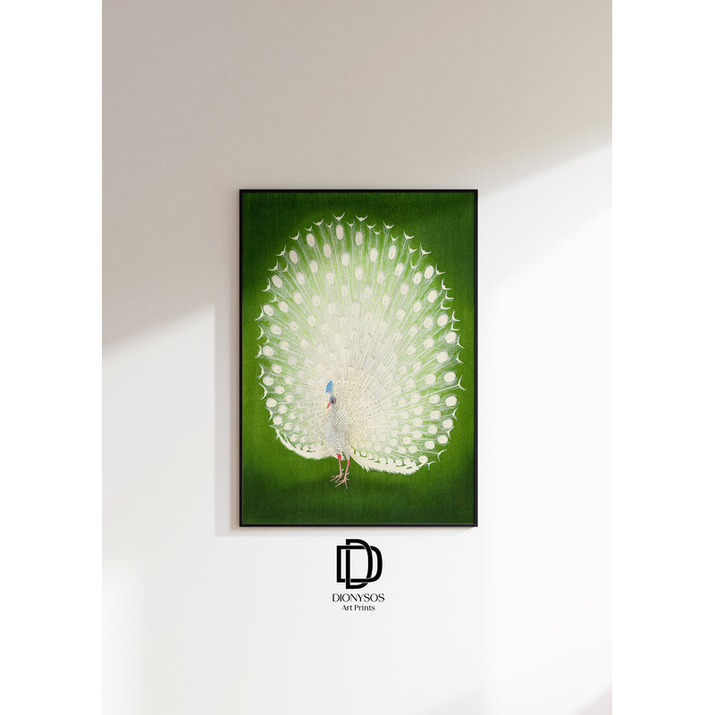 Ohara Koson White Peacock Printable Art, Japanese Bird Woodblock Art, Ukiyo-e, Japanese Home Decor, Vintage Peacock Poster, Digital Download.jpg