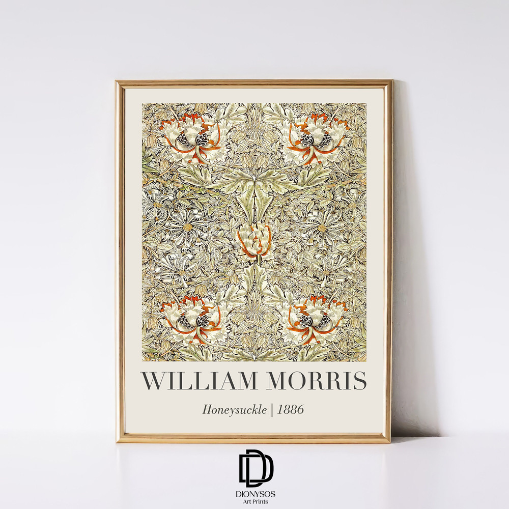 William Morris Honeysuckle Print, William Morris Exhibition Poster, Vintage Floral Tapestry Wall Art, William Morris Decor, Digital Download.jpg