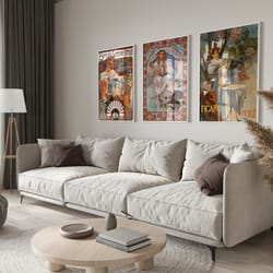 vintage japanese set of 3 printable wall art, edo period japanese poster, asian woodblock art print, ukiyo-e landscape ,