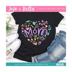 Mom heart floral SVG PNG, Mom Svg, Mam Svg, Mummy Svg, Happy Mother's Day Svg, Mother's Day Shirt Svg, Mother Svg, Birth