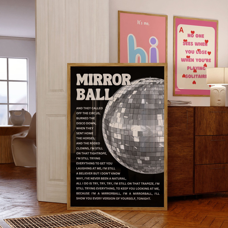 Mirroball Taylor Swift Poster, Taylor Mirroball Print, Folklore Taylor Swift, Black and White Swiftie Poster, Taylor Folklore Lyric Print.jpg