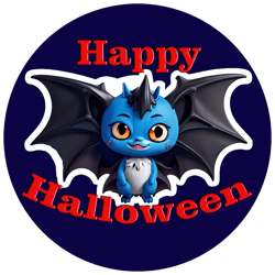 Happy Halloween sticker clipart, decal, print on paper, card, funny bat, Spooky Decor, Halloween Fun, Sticker Collection