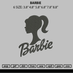 barbie text embroidery file 6 sizes, machine embroidery, embroidery files