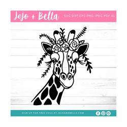 giraffe svg - giraffe flowers svg - flowers svg - giraffe cartoon svg - giraffe svg file - giraffe head svg cut file for