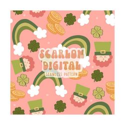 lucky leprechaun seamless pattern-saint patricks day sublimation digital design download-leprechaun seamless file, rainb