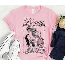 disney beauty and the beast belle book stack sketch portrait t-shirt, magic kingdom, walt disney world tee,disneyland fa