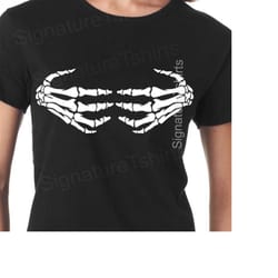 halloween shirt - skeleton hands t shirt - halloween party - funny humor top womens breasts tshirt tee shirt halloween s