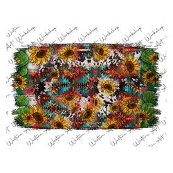 western sunflower aztec background png, cactus background, cowhide background, sunflower background, western png ,sublim