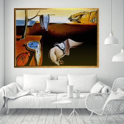 clock explosion by salvador dali canvas painting, home and living room decor, ready to hang canvas painting, dali art pr