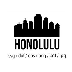 honolulu svg, hawaii city ,vector skyline, honolulu silhouette, svg, dxf, eps, skyline clipart, honolulu clip art, city