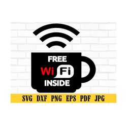 free wifi inside, wifi svg, wi-fi icon, internet sign svg, vector cut file for cricut, silhouette, pdf png eps dxf