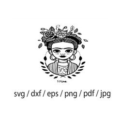 frida kahlo svg, frida kahlo png, frida print, frida kahlo, silhouette