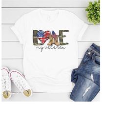 love my veteran, camouflage pattern, american flag, deployment shirt, military shirt, veteran fiancee shirt, coming home