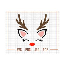 reindeer svg, reindeer png, reindeer face svg, antlers svg png, girl reindeer svg, reindeer cut file, reindeer cricut sv