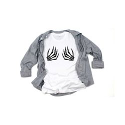 skeleton hands svg, halloween svg, skeleton hands covering chest svg, cute halloween shirt svg, halloween silhouette fil