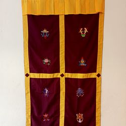 Tibetan Lucky 8 Auspicious Symbol Embroidered Door Curtain