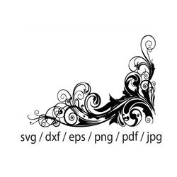 flower corner svg, flower border svg, floral border svg, flower frame svg, clipart, files for cricut, cut files for silh