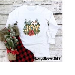 long sleeve shirt women, joy long sleeve tshirt, christmas clothing, gift for women, long sleeve holiday tee, winter lon