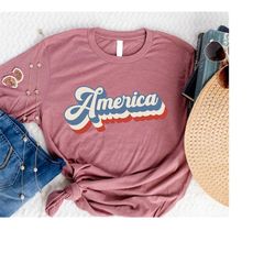 vintage america retro tshirt, american usa flag shirt women's july 4th, merica freedom, 4th of july t-shirt, stars and s