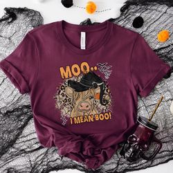 boo ghost cow halloween shirt, funny halloween cow shirt, halloween gifts, spooky vibes, halloween highland cow shirt,ha