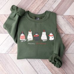 christmas cat sweatshirt, meowy christmas sweatshirt, funny christmas cat shirt, cat christmas sweater, xmas cats sweats