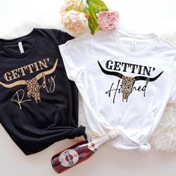 getting hitched rowdy leopard plaid western bachelorette party shirts, bachelorette favors, wedding gifts, team bride sh