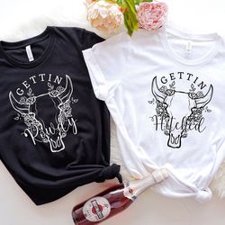 getting hitched rowdy western bachelorette party shirts, bridal shower shirt, bride tribe shirt, country bachelorette br