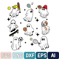 Cute Ghost SVG, Cute Sport Ghost SVG, Boo SVG, Cute Halloween Svg, Ghost Clipart, Ghost silhouette, Ghost Cut Files For