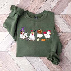 halloween chickens sweatshirt, funny halloween animals shirt, ghost chicken shirt, spooky chicken shirt, halloween gifts