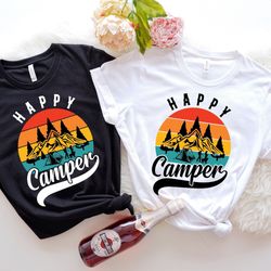 happy camper shirt, one happy camper shirt, camping shirt, camping crew shirts for groups, mountain shirt, hiking shirt,