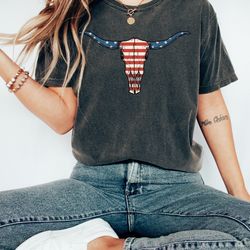 howdy america shirt, western 4th july shirt, july 4th cow skull shirt, patriotic 4th of july t-shirt, american cowboy, f