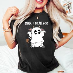 moo i mean boo shirt, funny halloween cow ghost sweatshirt, spooky cow shirt, halloween gifts, ghost sweater, boo shirt,