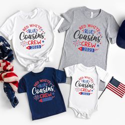 red white blue cousins' crew shirt, 4th of july cousin shirt, fourth of july kids shirt, patriotic kids shirt, fireworks