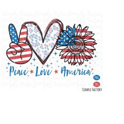 vintage peace love america png, 4th of july png, american patriotic, retro peace love sunflower america sublimation shir
